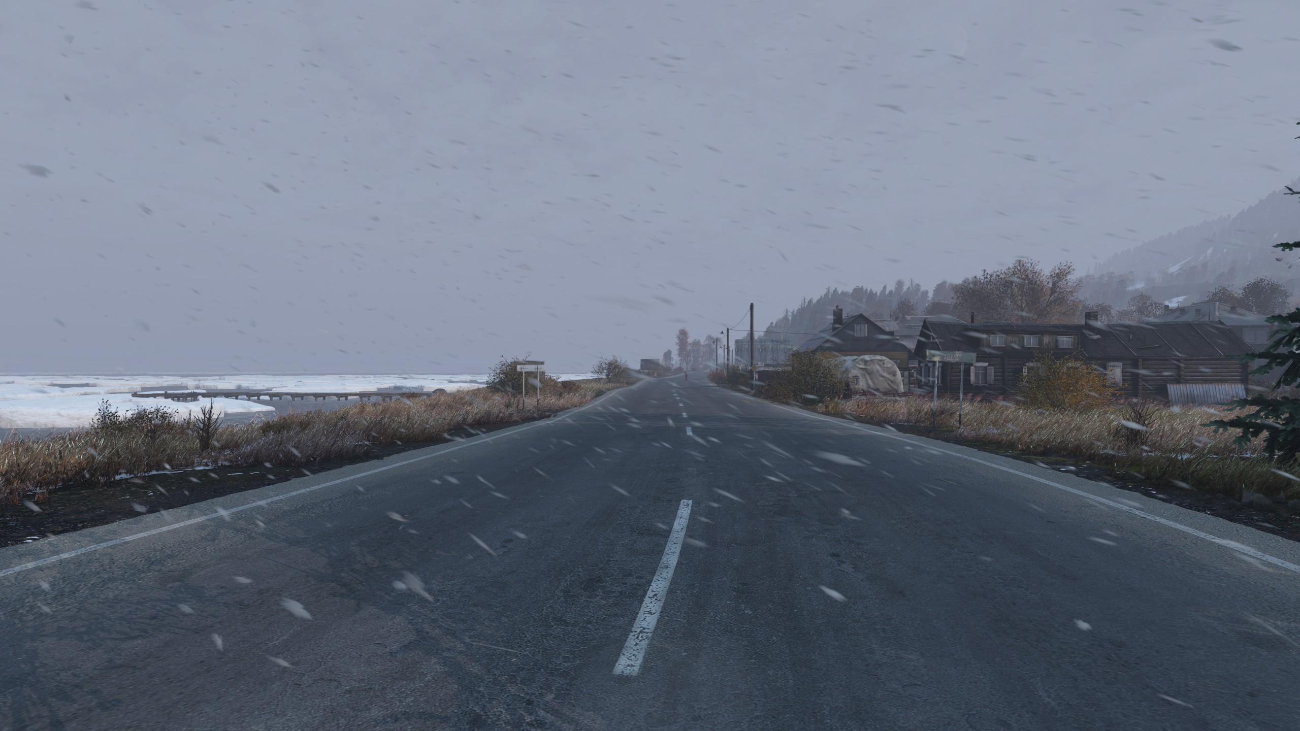Zasněžená krajina na mapě Sakhal v DayZ